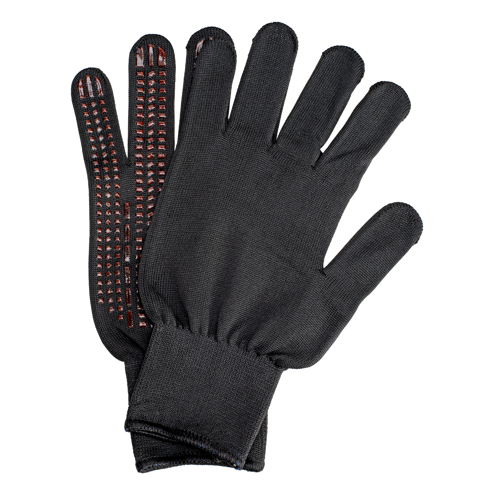 Перчатки трикотажные, синтетическая нить, ПВХ-гель точка, цвет: черный, L, 13 класс Сибртех