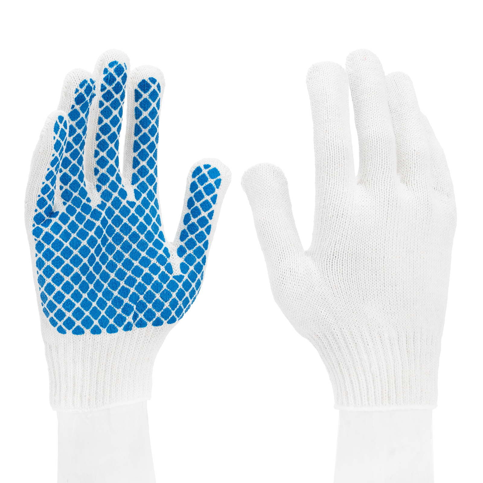 Перчатки х/б, ПВХ покрытие, шахматный облив, 10 класс