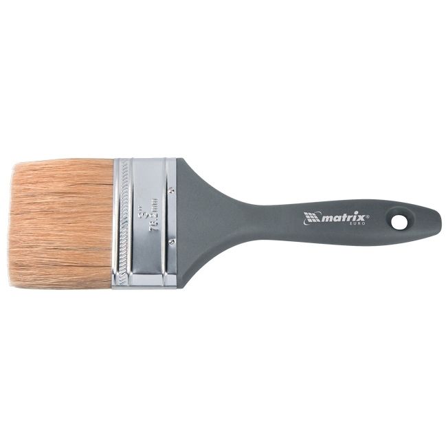 Кисть плоская "Евро" 2.5", натуральная щетина, пластмассовая ручка MTX