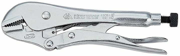 Зажим с фиксатором 185 мм, с прямыми губками KING TONY 6031-07R