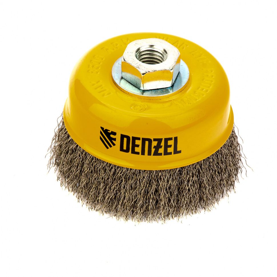 Щетка для УШМ, 100 мм, "Чашка", витая нержавеющая проволока 0.3 мм, М14 Denzel