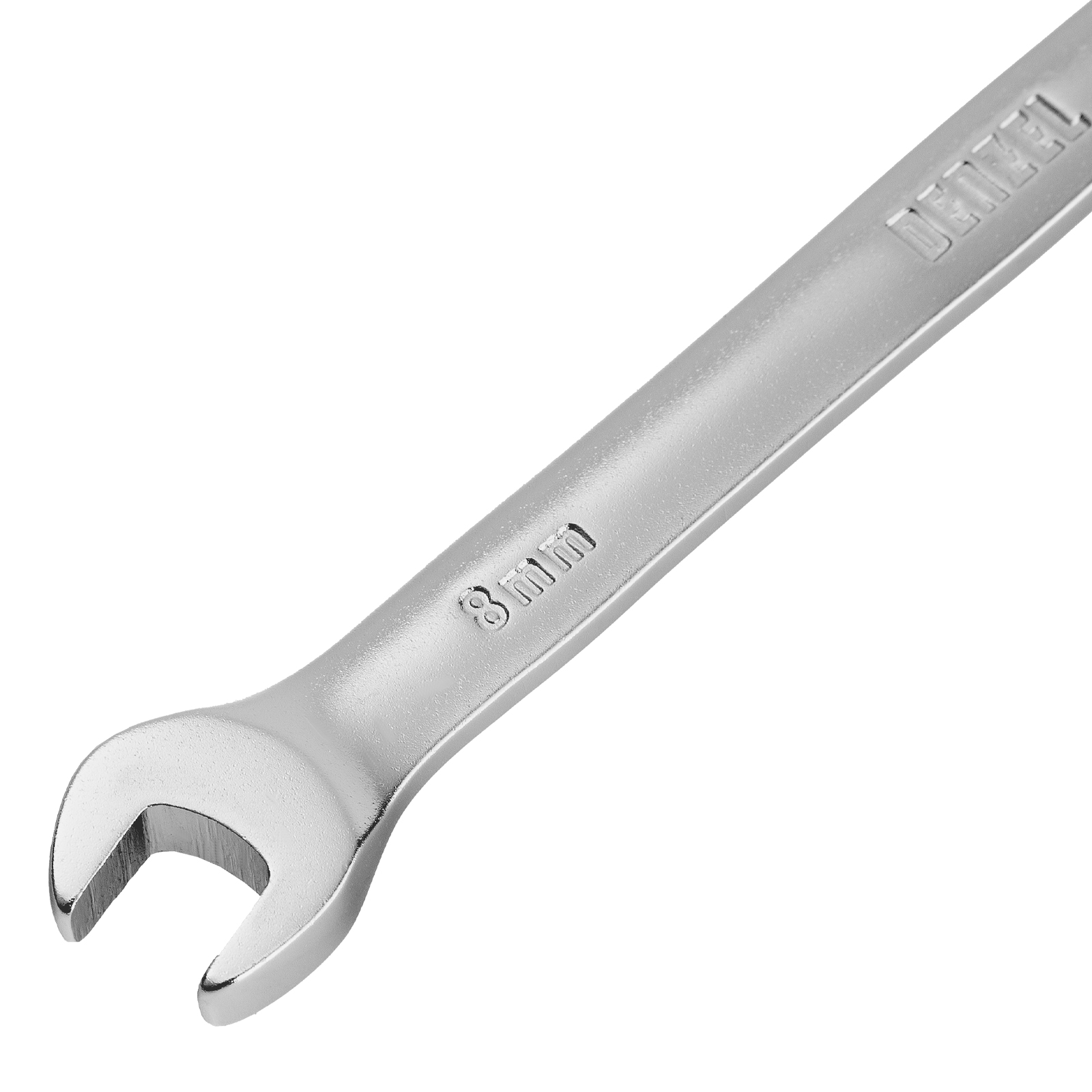 Ключ комбинированный трещоточный, 8 мм, CrV, матовый хром Denzel