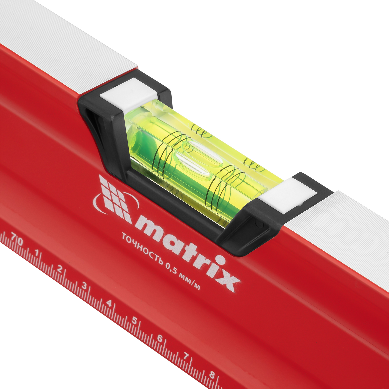 Уровень алюминиевый, магнит, фрезерованный, 3 глазка (1 зеркальный) двухкомпонентные рукоятки, 1500 мм Matrix