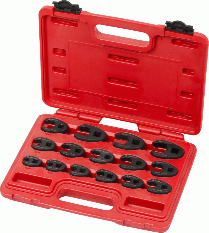 Набор разрезных ключей 3/8"&1/2" (воронья лапка), 8-24 мм, кейс, 15 предметов МАСТАК 0261-15C