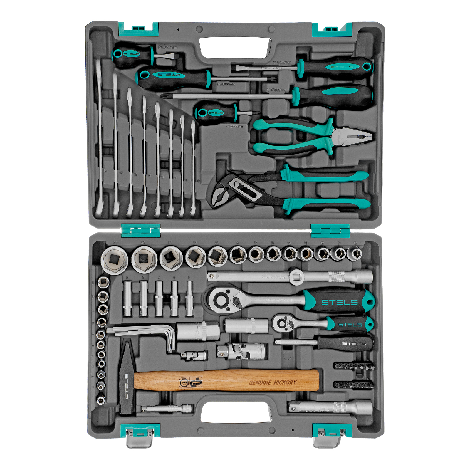 Набор инструментов, 1/2", 1/4", CrV, пластиковый кейс 76 предметов Stels