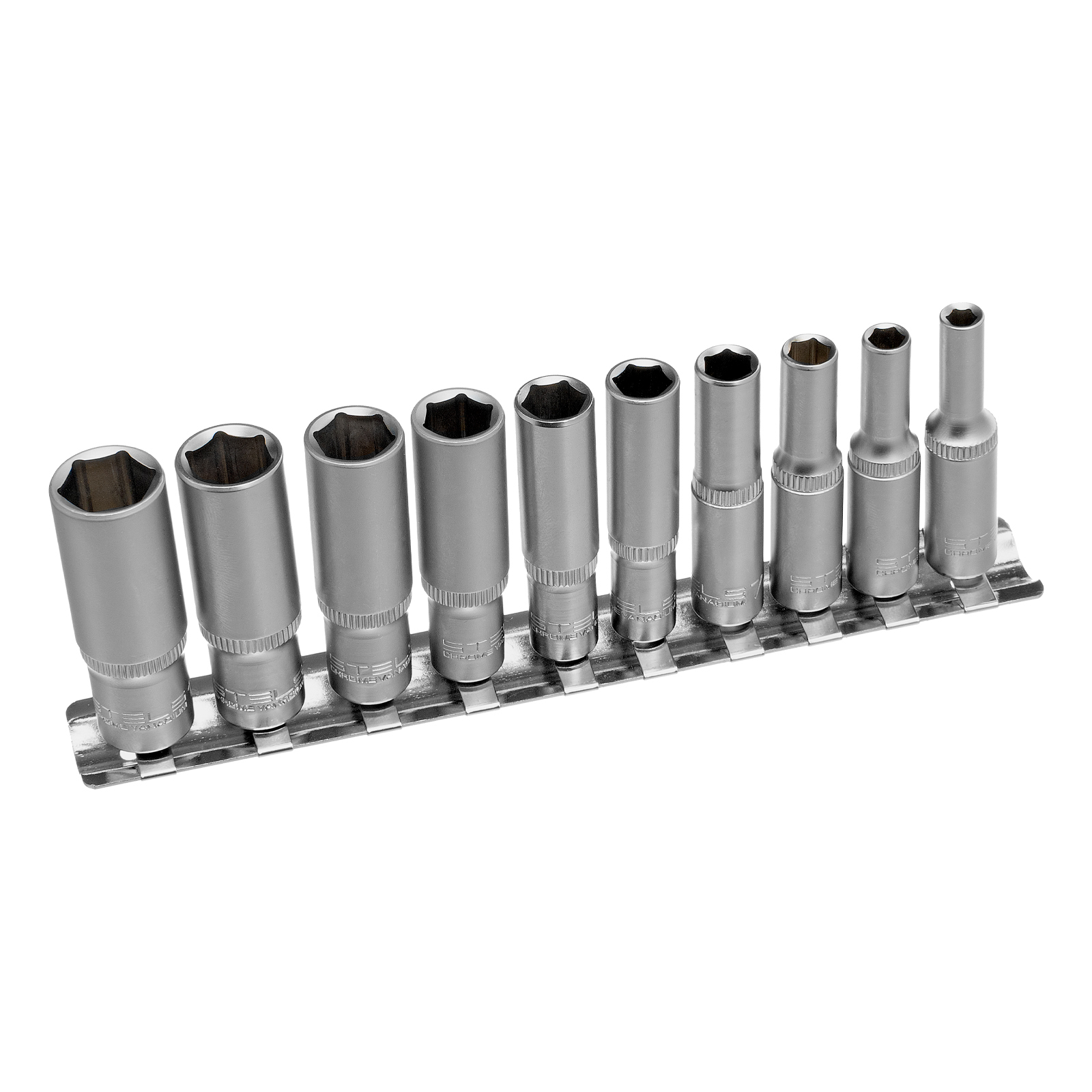 Набор удлиненных торцевых головок 1/4, шестигранные, CrV, 10 шт, 4-13 мм Stels