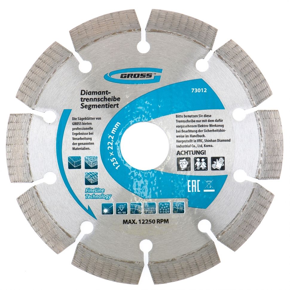 Диск алмазный, 230 х 22.2 мм, сегментный, упорядоченный алмаз, сухая резка Gross