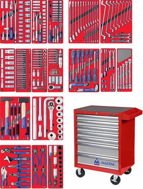 Набор инструментов ''ЭКСПЕРТ'' в красной тележке, 323 предмета МАСТАК 52-323R