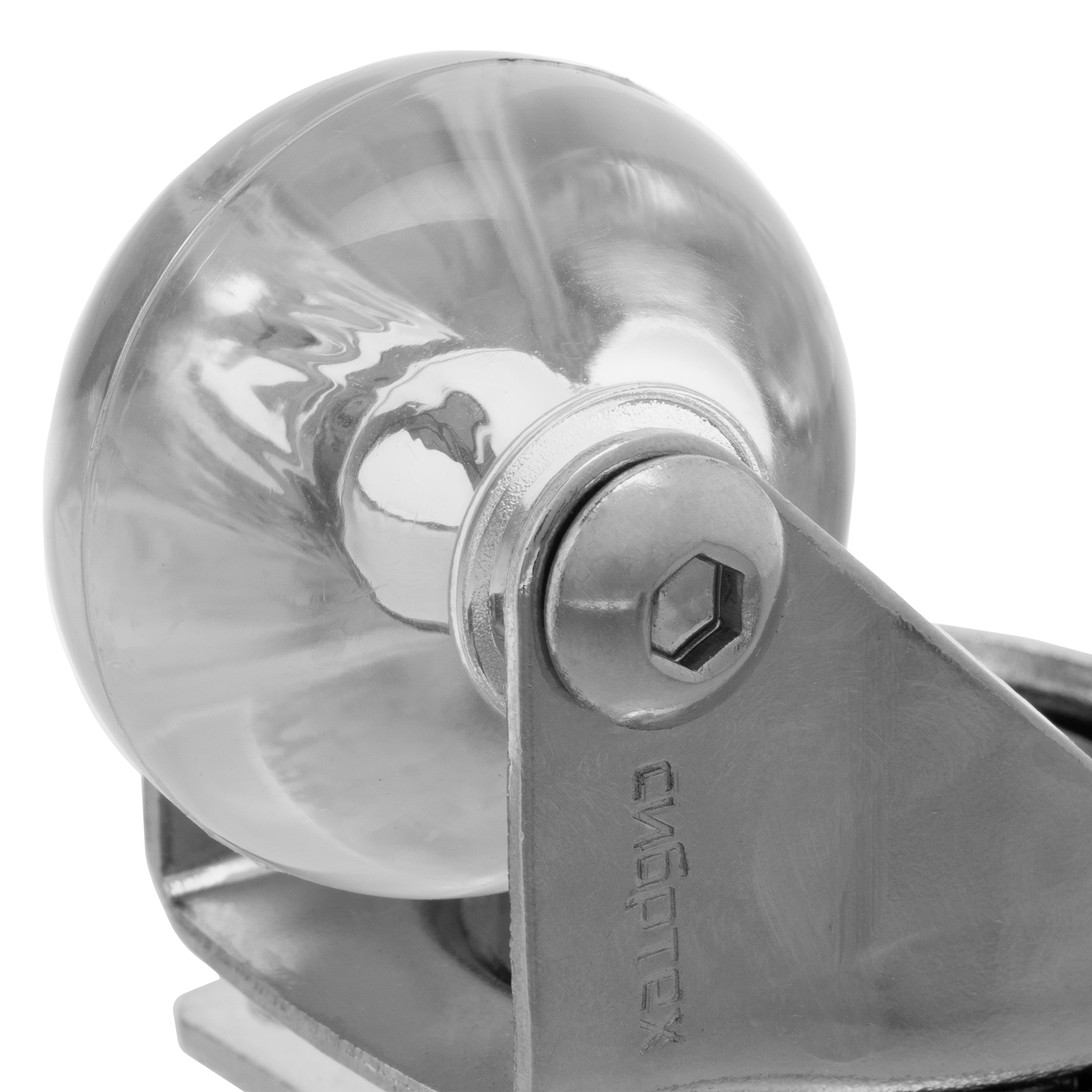 Колесо ПУ прозрачное поворотное d-35 мм, крепление платформенное Сибртех