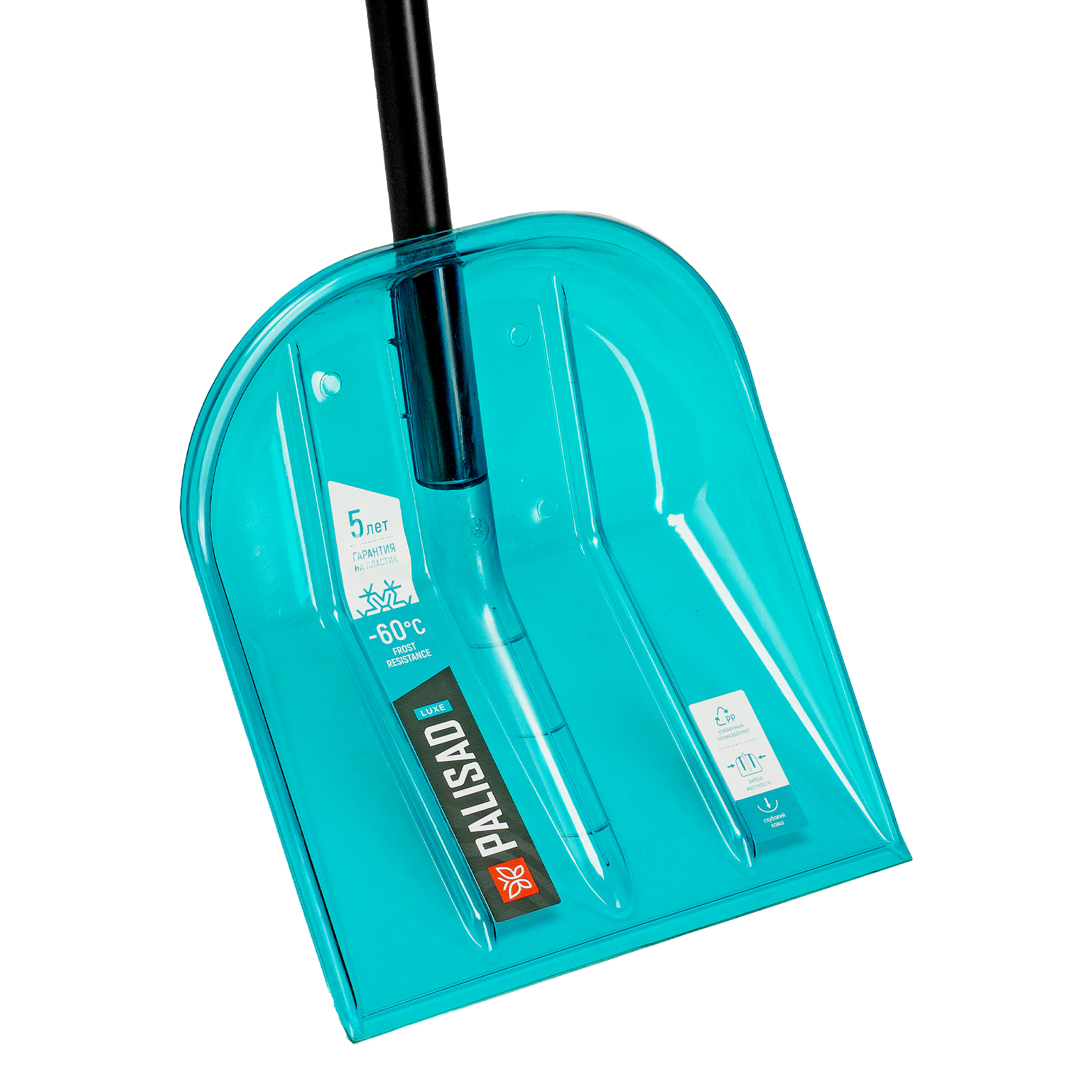 Лопата для уборки снега поликарбонат, 340х385х1340 мм, алюминиевый черенок, LUXE Palisad