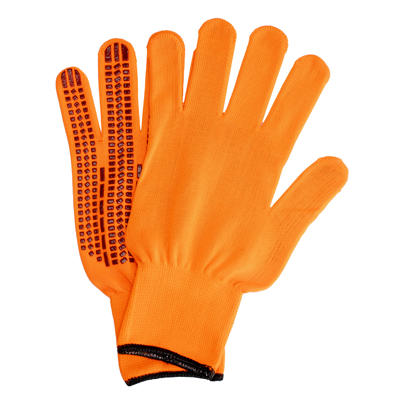 Перчатки трикотажные, синтетическая нить, ПВХ-гель точка, цвет: оранжевый, L, 13 класс Сибртех