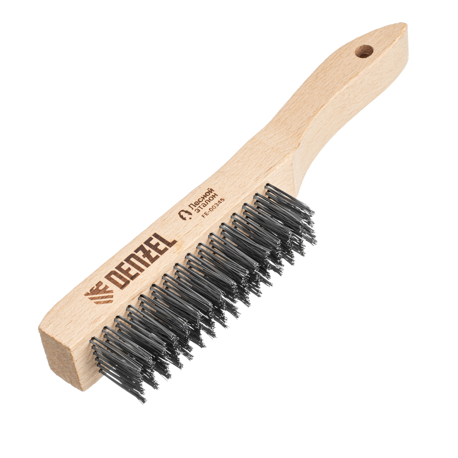 Щетка зачистная 6-и рядная, прямая проволока из нержавеющей стали с деревянной ручкой, EFP// Denzel