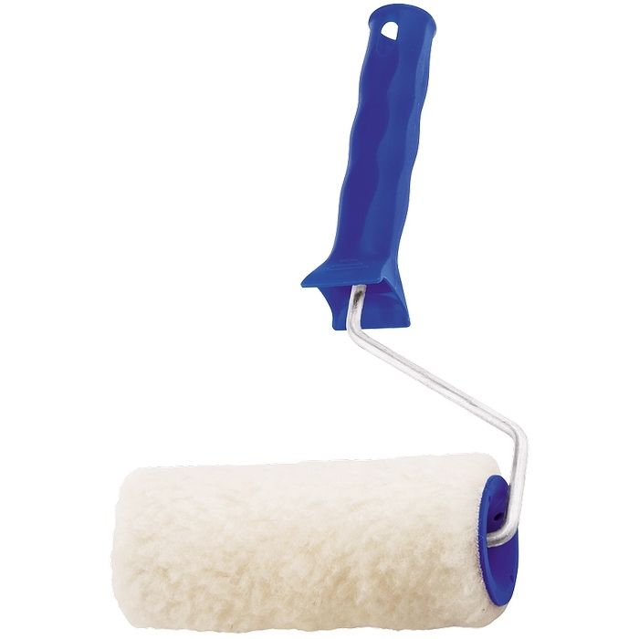 Валик с натуральным мехом, с ручкой, 150 мм, ворс 12 мм, D 48 мм, D ручки 6 мм, Россия Сибртех