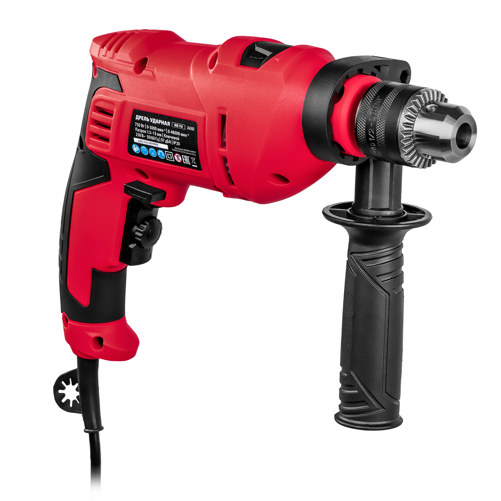 Дрель ударная MID-750, 750 Вт, 0-3000 об/мин, 0-48000 уд/мин MTX