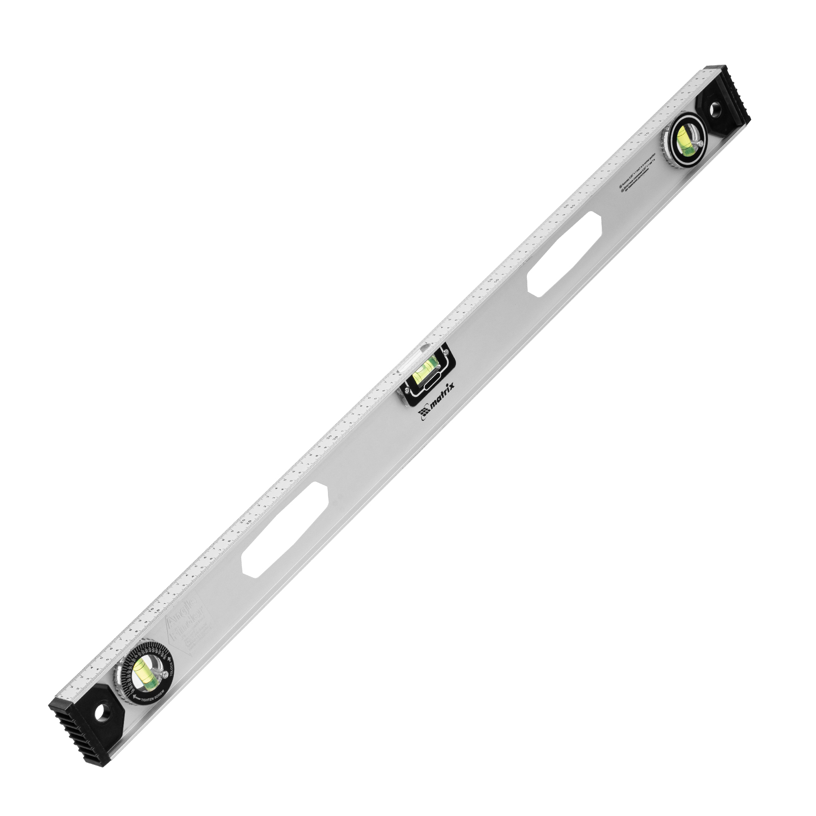 Уровень алюминиевый "Рельс", 800 мм, 3 глазка (1 поворотный) Matrix