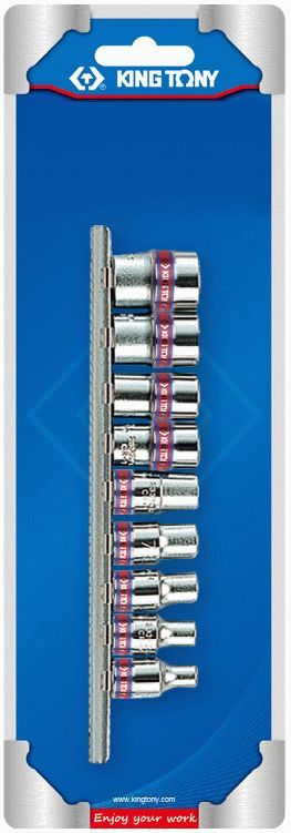 Набор торцевых головок 1/4", шестигранные, 5/32"-1/2", 9 предметов KING TONY 2509SR