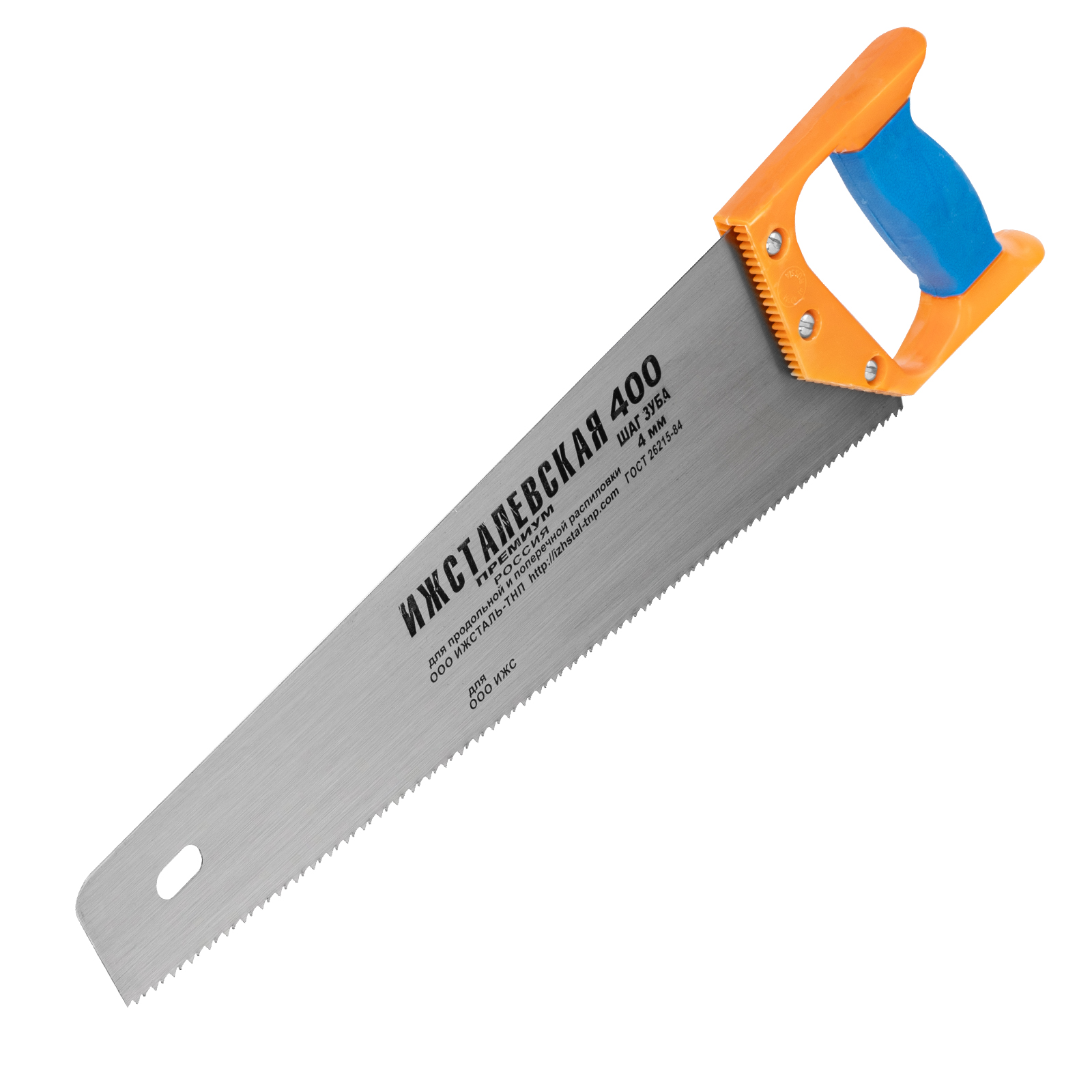 Ножовка по дереву, 400 мм, шаг зубьев 4 мм, пластиковая рукоятка