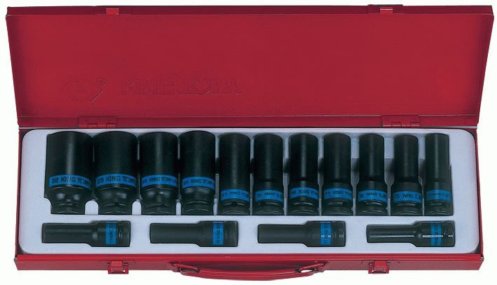 Набор ударных глубоких торцевых головок 1/2", шестигранные, 10-32 мм, 15 предметов KING TONY 4415MP03