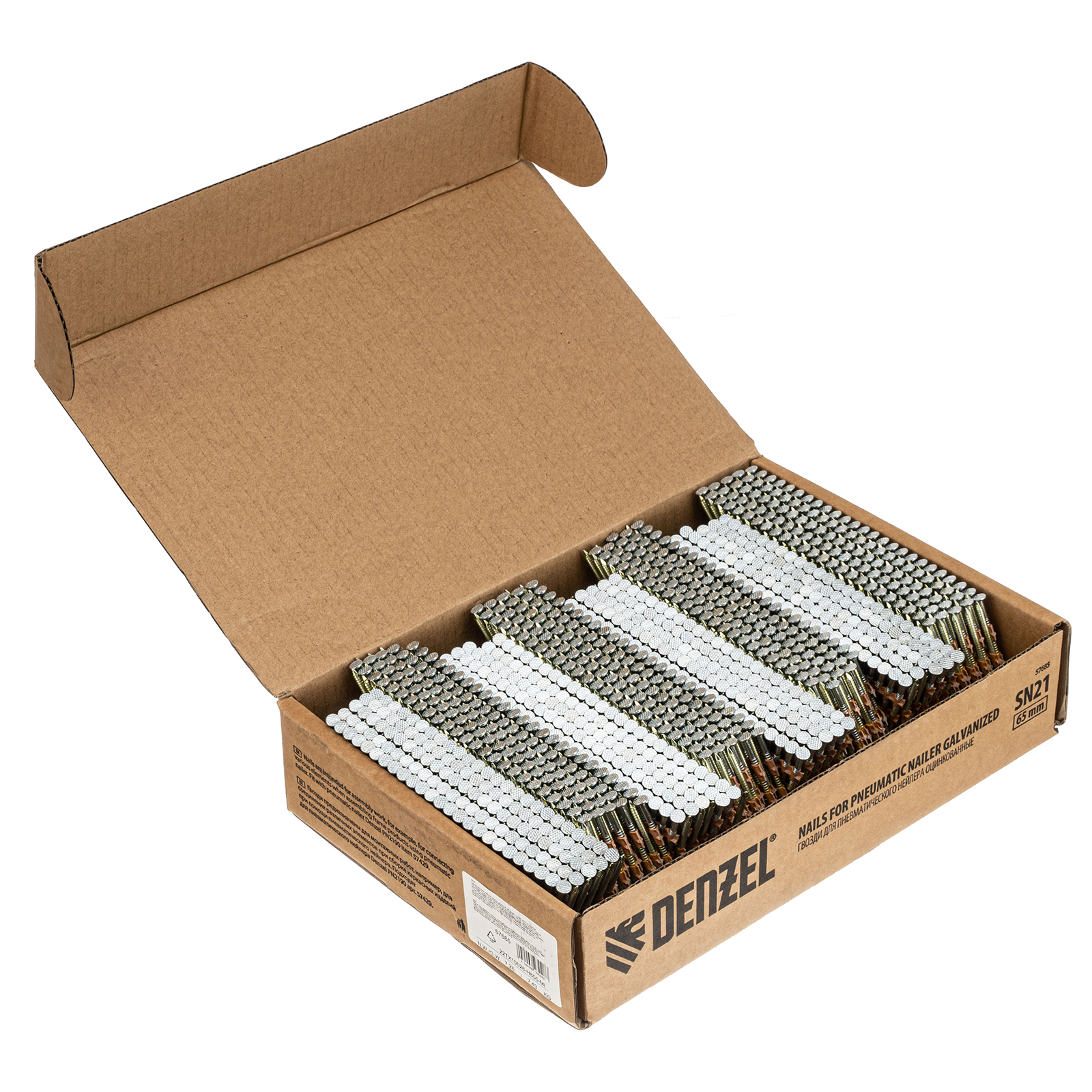 Гвозди для пнев. нейлера (оцинк.) длина - 65 мм, диам. - 2,9 мм, 2000 шт. Denzel