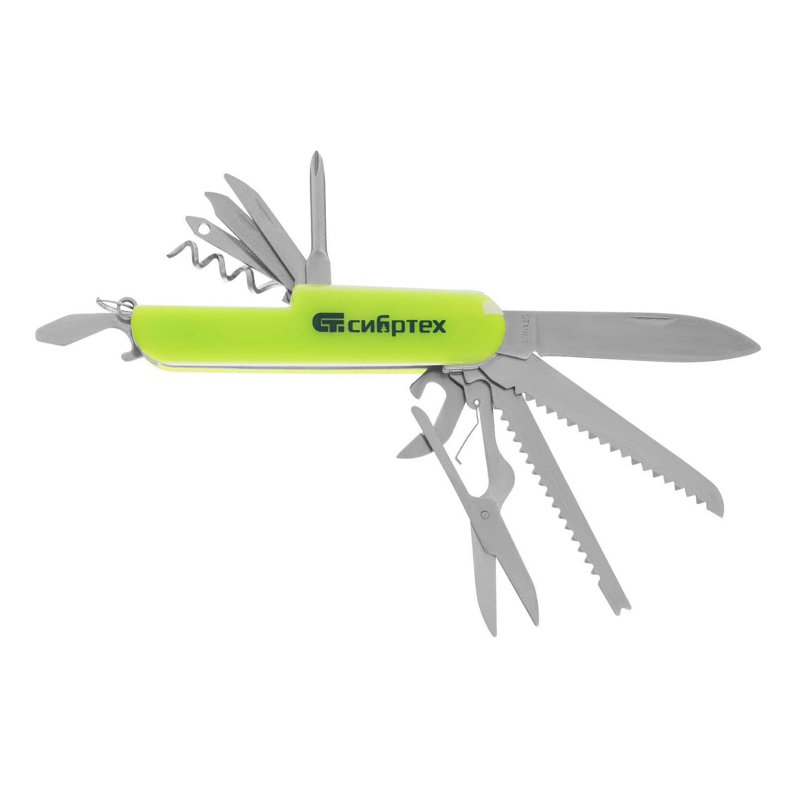Нож многофункциональный, компактный размер, 15 функций, 90 мм Сибртех