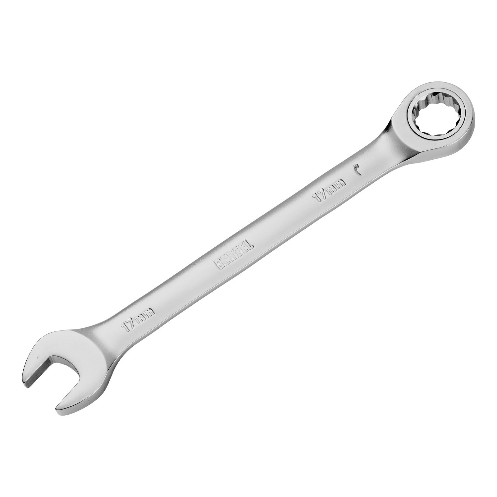 Набор ключей комбинированных трещоточных 6-17 мм, 6 шт., CrV, матовый хром Denzel