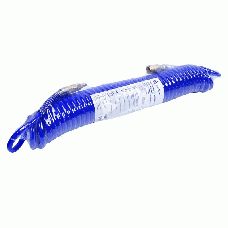 Шланг пневматический 8х12 мм, 10 м, спиральный, полиуретановый, фитинги МАСТАК 680-08110SQ