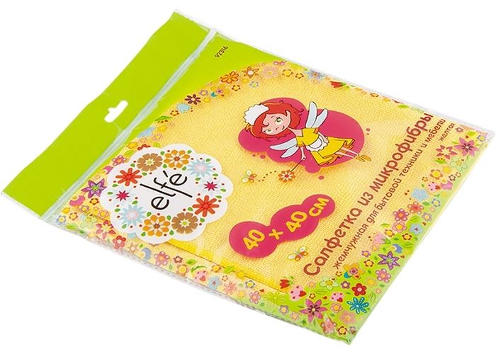 Салфетка из микрофибры жемчужная для бытовой техники и мебели, желтая, 400 х 400 мм Elfe