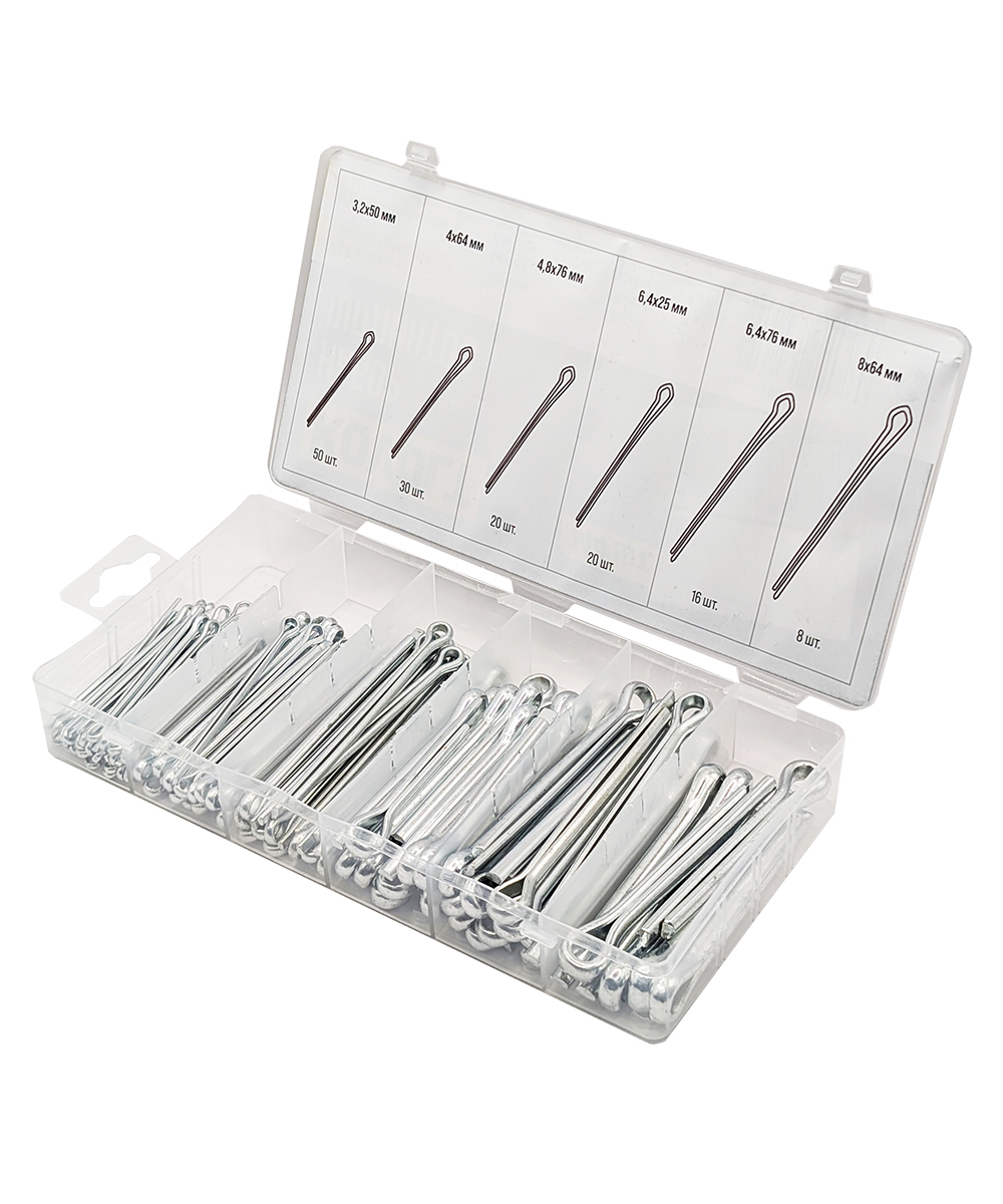 Набор шплинтов, S головки х L, 144 шт, KOVOLT