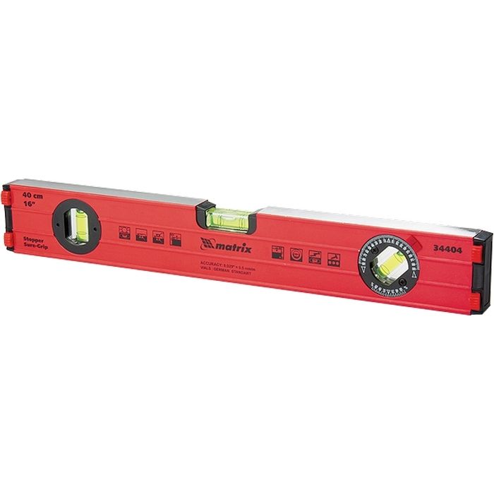 Уровень алюминиевый, 600 мм, фрезерованный, 3 глазка, усиленный Matrix