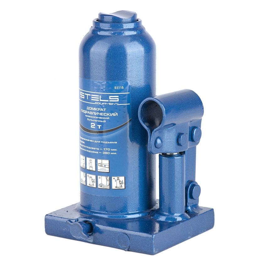 Домкрат гидравлический бутылочный телескопический, 2 т, H подъема 170-380 мм Stels
