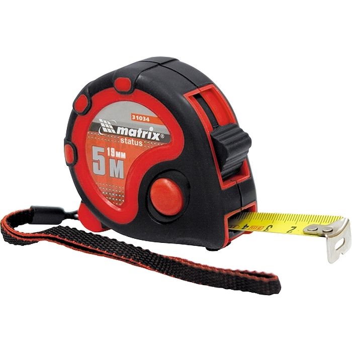 Рулетка Status 3 fixations,5 м х 25 мм,двухкомпонентный корпус,3 фиксации ленты Matrix