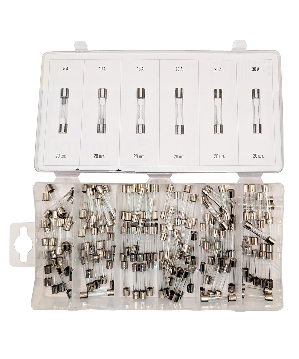 Набор стеклянных предохранителей, 120 шт, KOVOLT