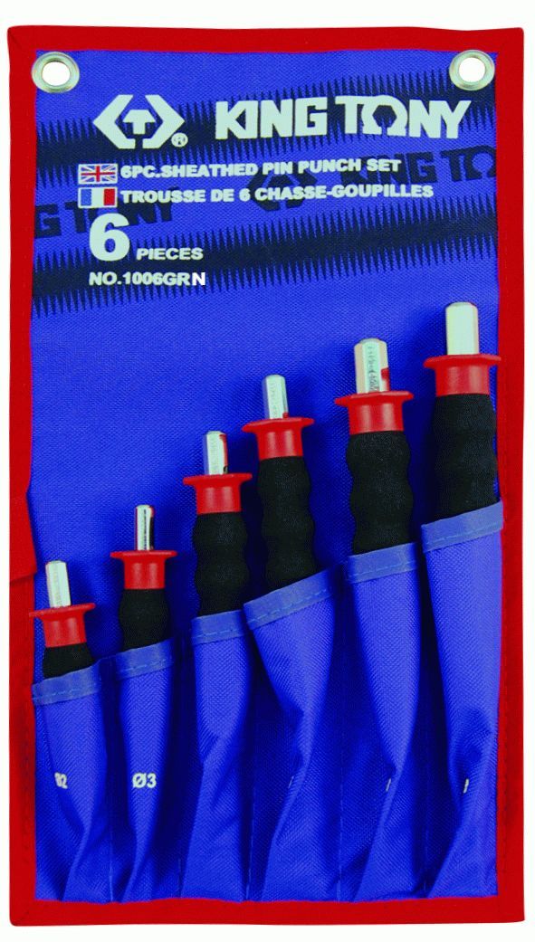 Набор выколоток с протектором, чехол из теторона, 6 предметов KING TONY 1006GRN