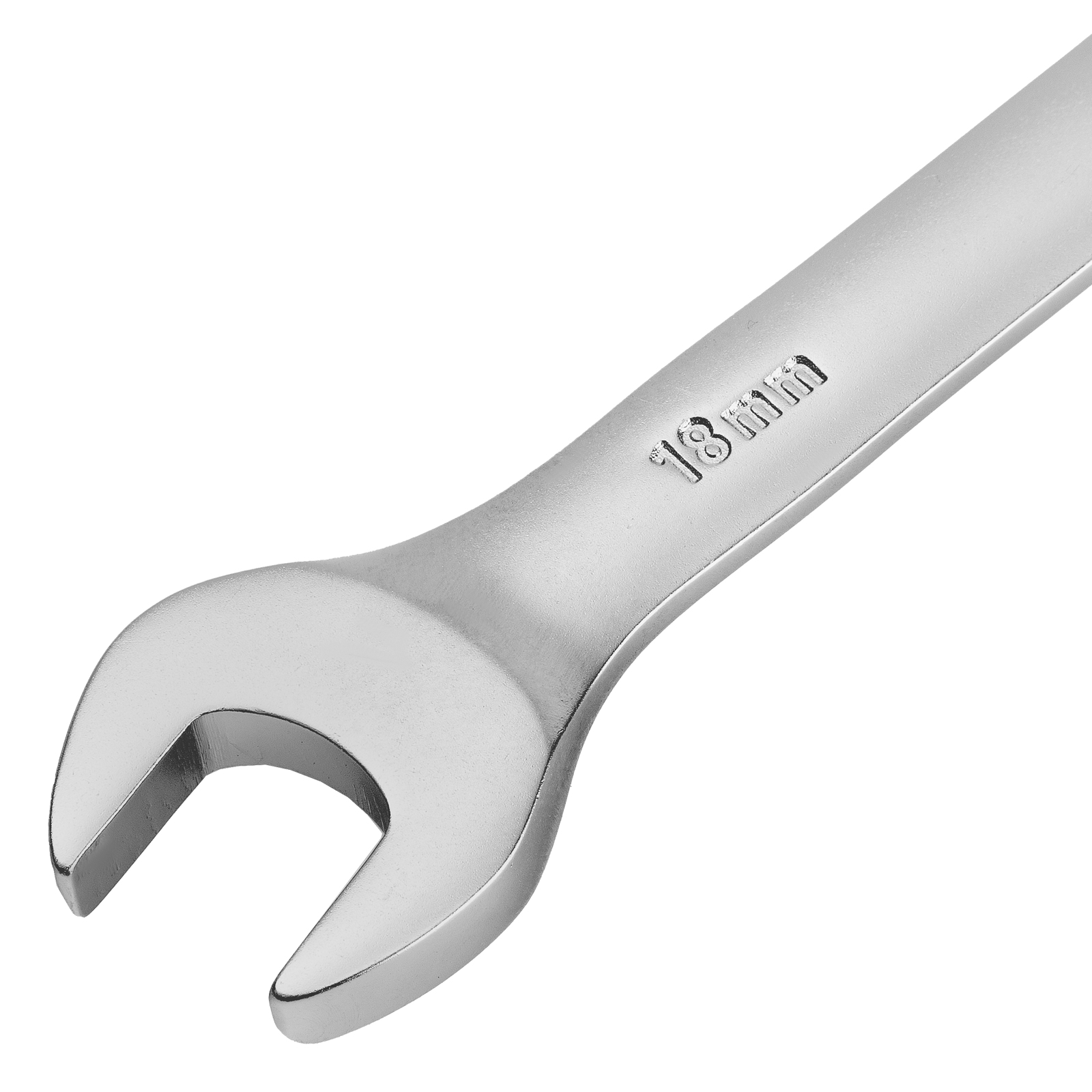 Ключ комбинированный трещоточный, 18 мм, CrV, матовый хром Denzel