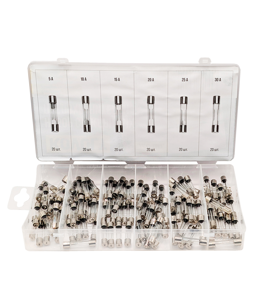 Набор стеклянных предохранителей, 120 шт, KOVOLT