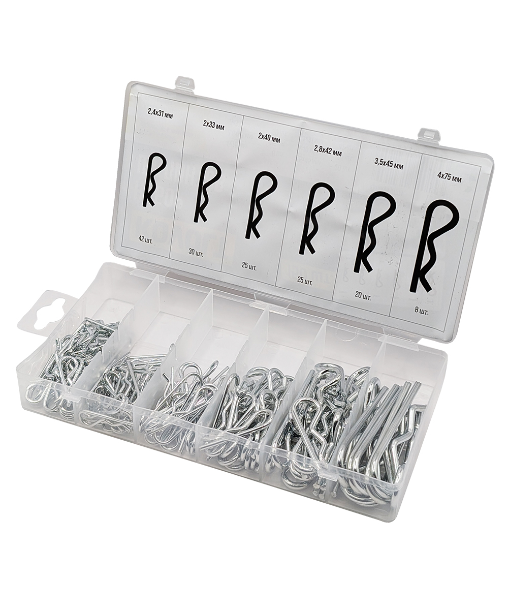 Набор шплинтов, S головки, с фиксацией, 150 шт