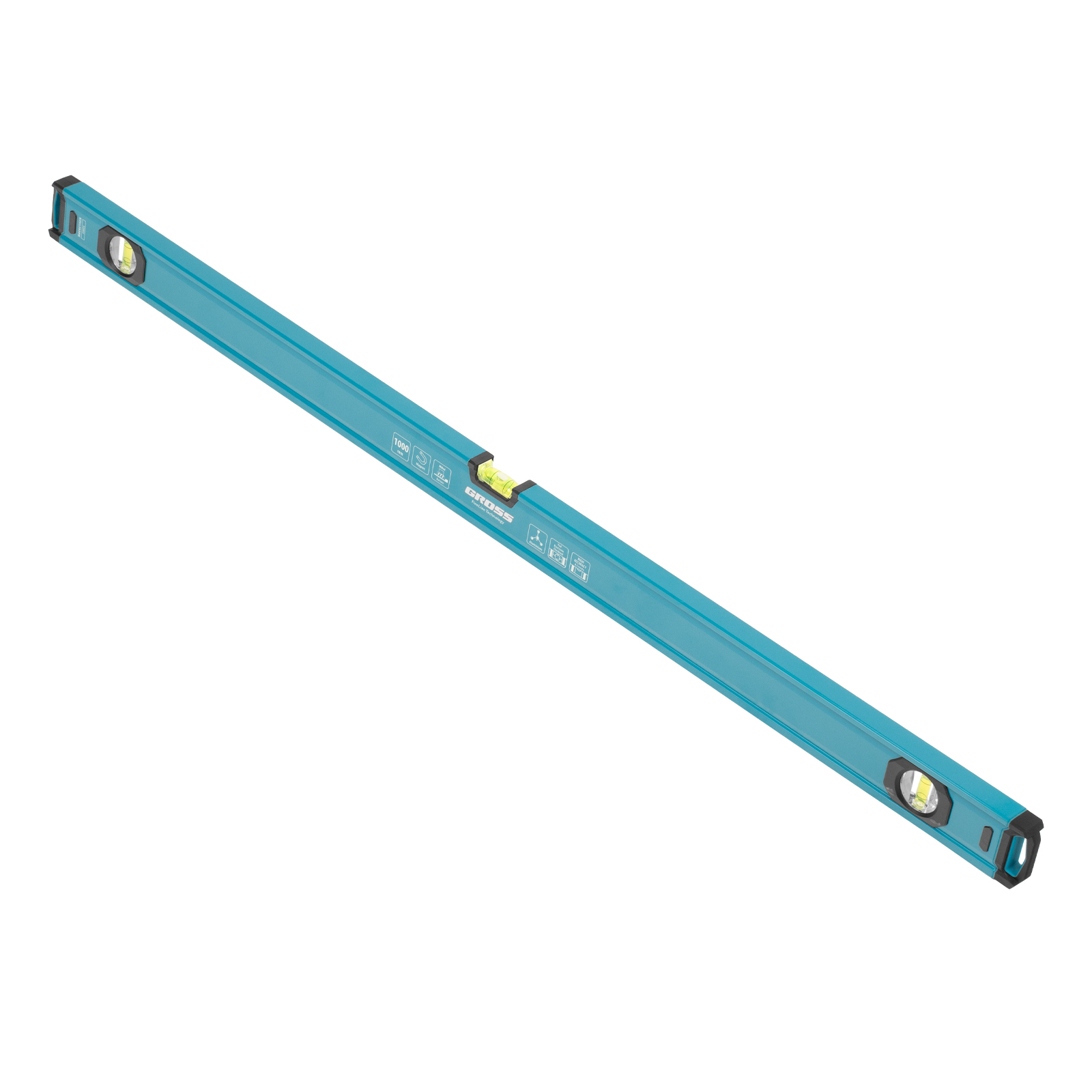 Уровень алюминиевый, магнит., фрезерованный, 3 глазка, 0,5 мм/м, 1000 мм Gross