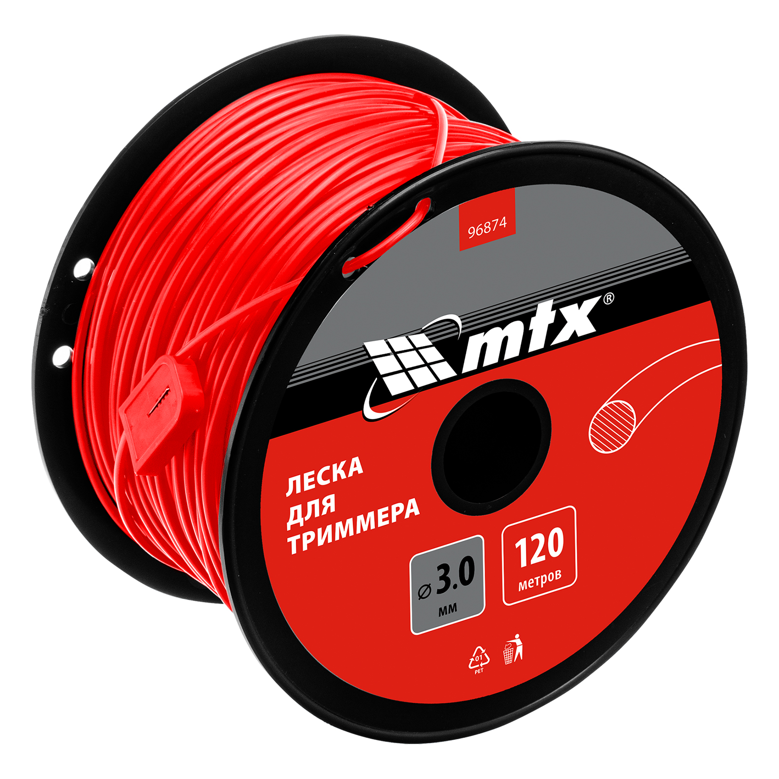 Леска для триммера круглая 3,0 мм х 120 м, на катушке MTX
