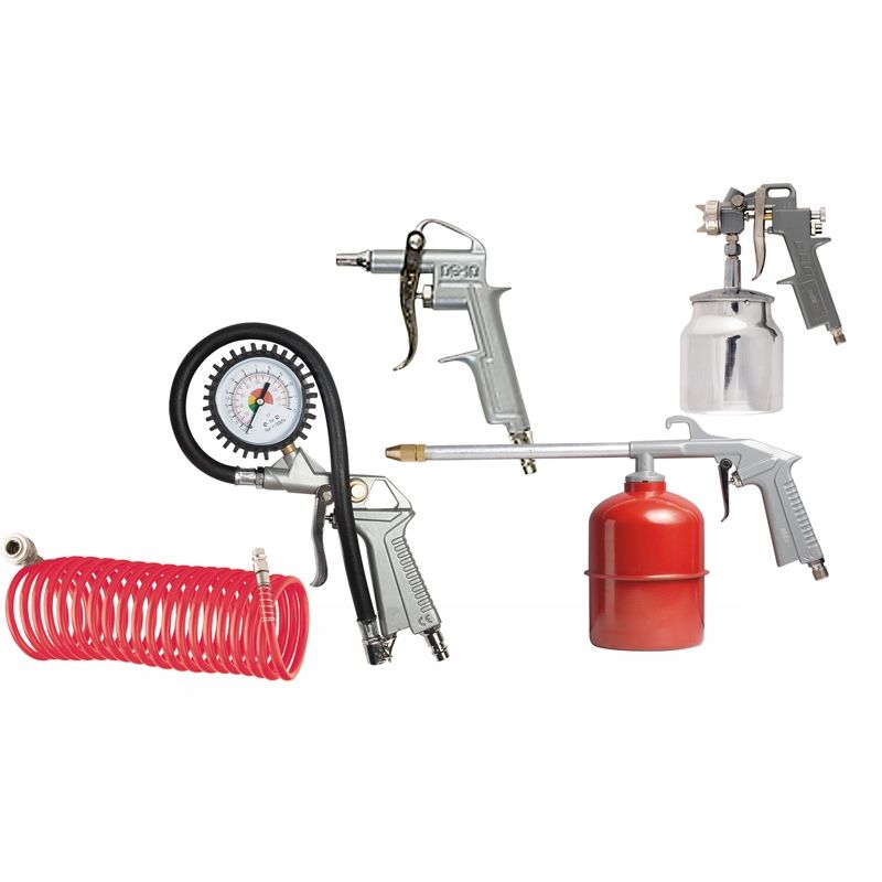 Набор пневмоинструмента, 5 предметов, быстросъемное соединение, краскораспылитель с нижним бачком Matrix