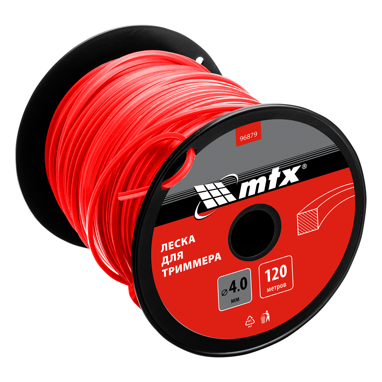 Леска для триммера квадрат 4,0 мм х 120 м, на катушке MTX