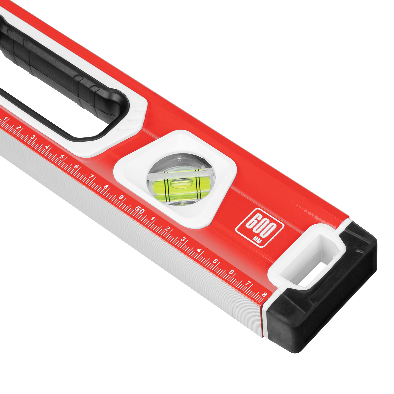 Уровень алюминиевый, магнит, фрезерованный, 3 глазка (1 зеркальный) двухкомпонентные рукоятки, 600 мм Matrix