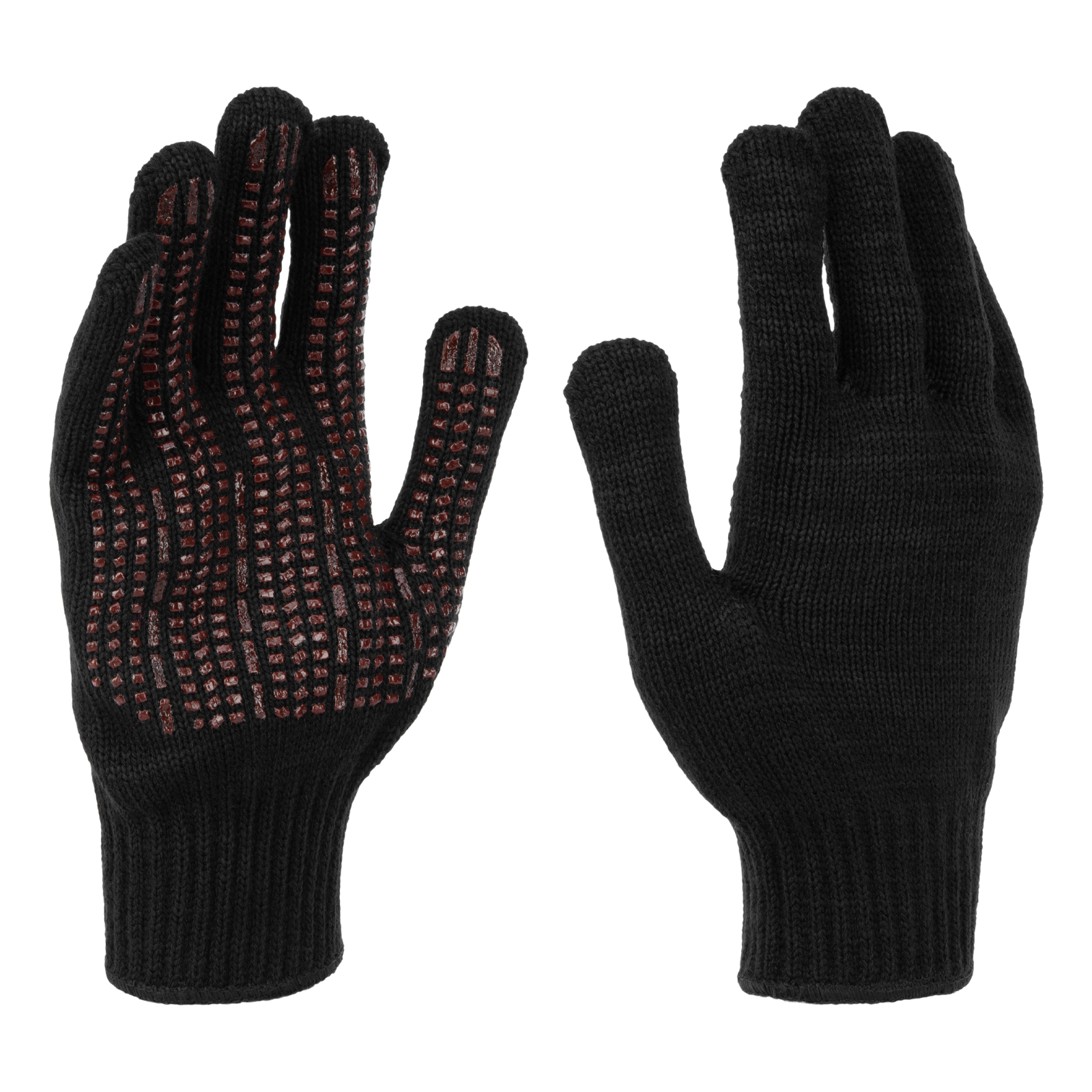 Перчатки трикотажные, акрил, усиленные, ПВХ-гель Протектор, цвет: чёрный, 10 класс Сибртех