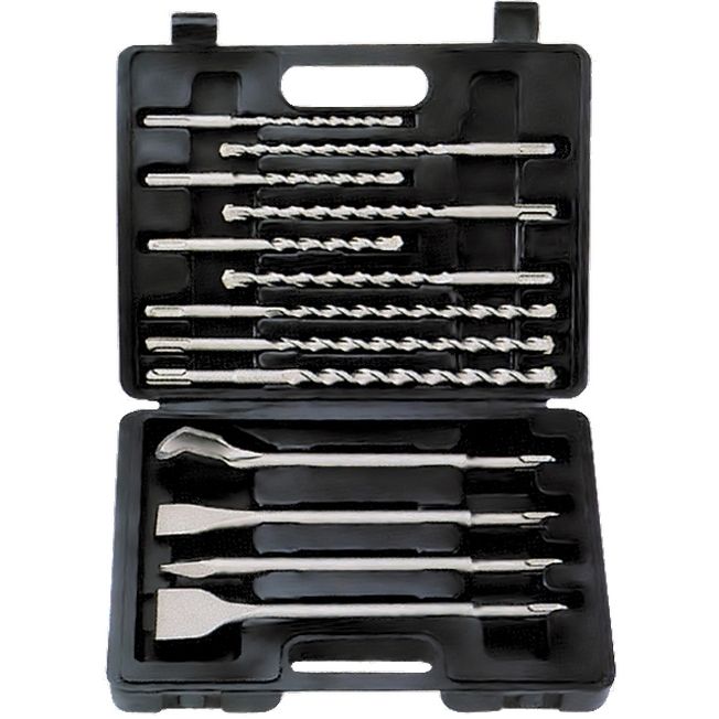 Набор буров по бетону, 6-8-10 х 160, 8-10-12 х 210, 10-12-14 х 260 мм, зубила 4 шт, SDS Plus Matrix