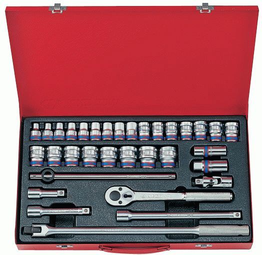 Набор торцевых головок с принадлежностями 1/2", шестигранные, 8-32 мм, 33 предмета KING TONY 4534MR