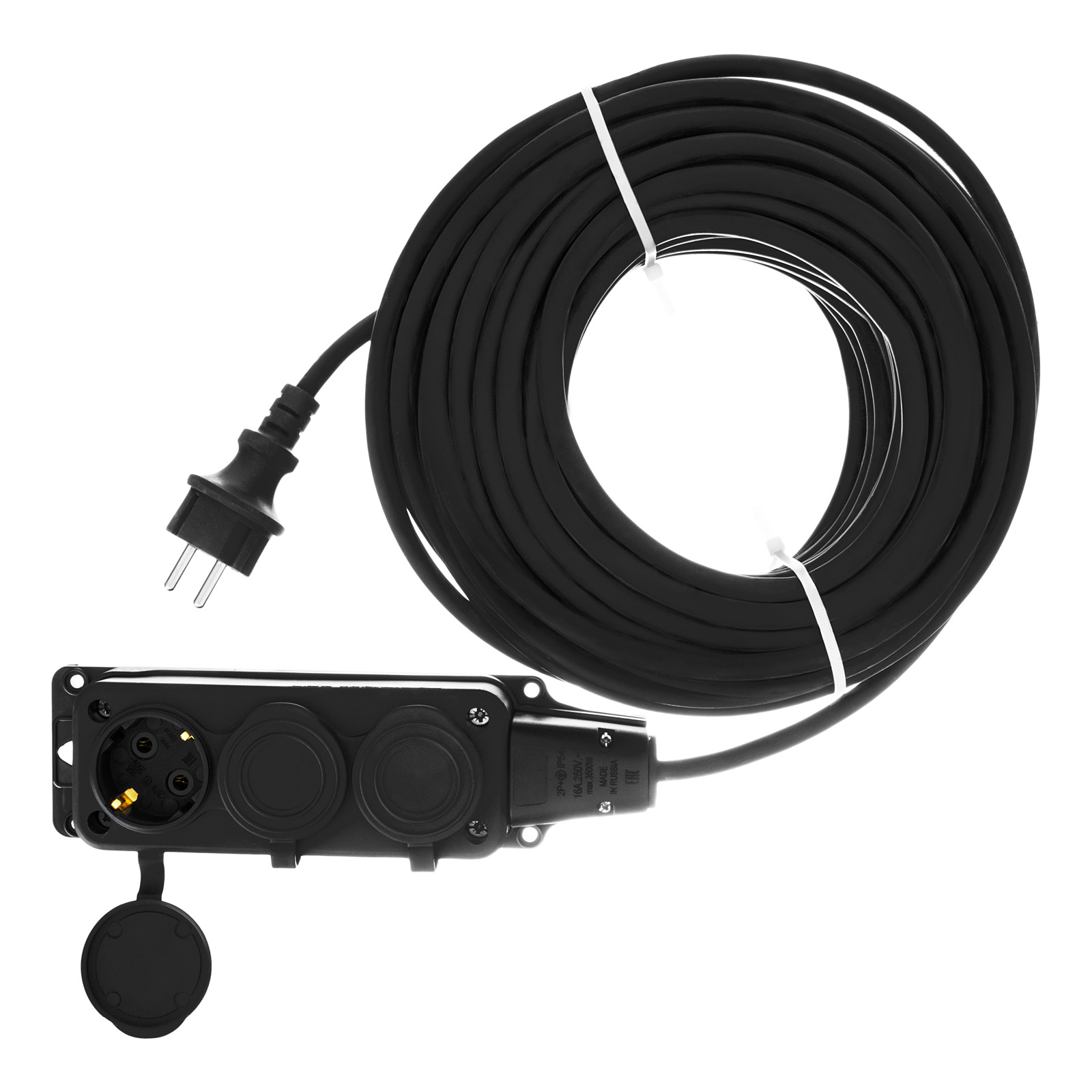 Удлинитель-шнур силовой Top Series, КГТТ, 20м, 3 розетки, 3 x 2,5 мм Denzel