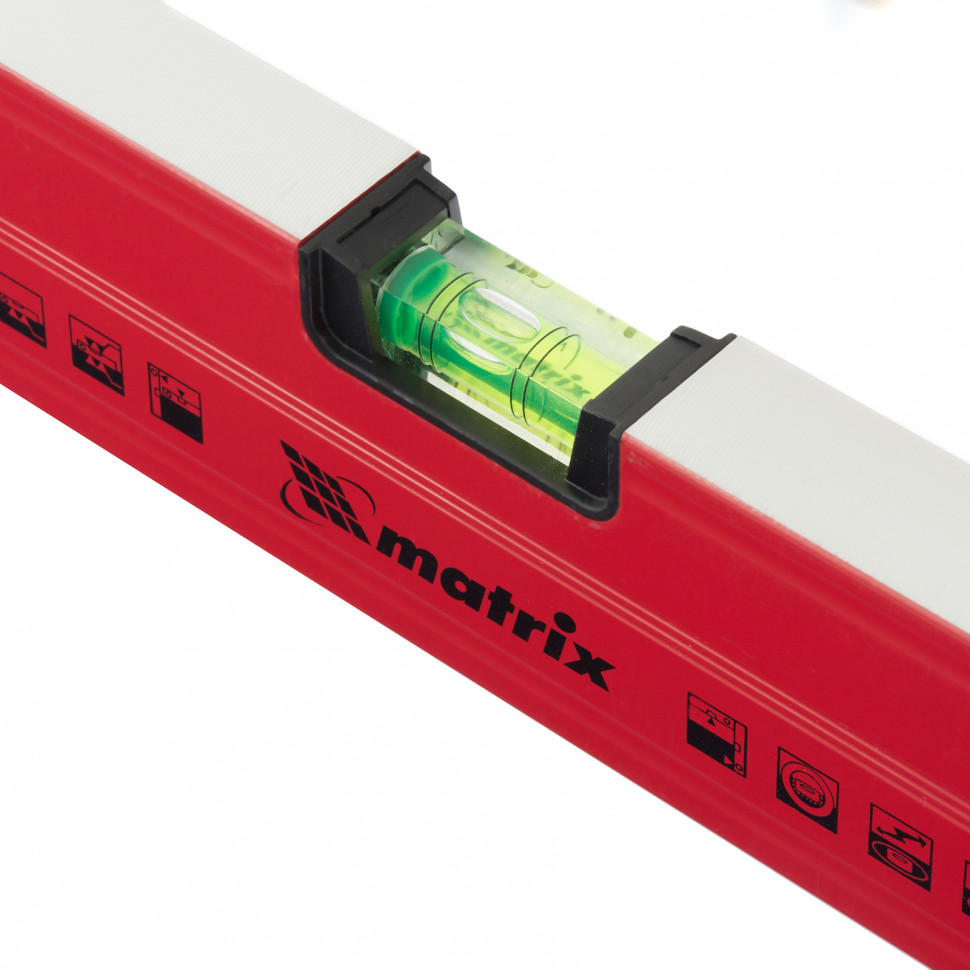 Уровень алюминиевый магнитный, 2000 мм, фрезерованный, 3 глазка (1 зеркальный) усиленный Matrix