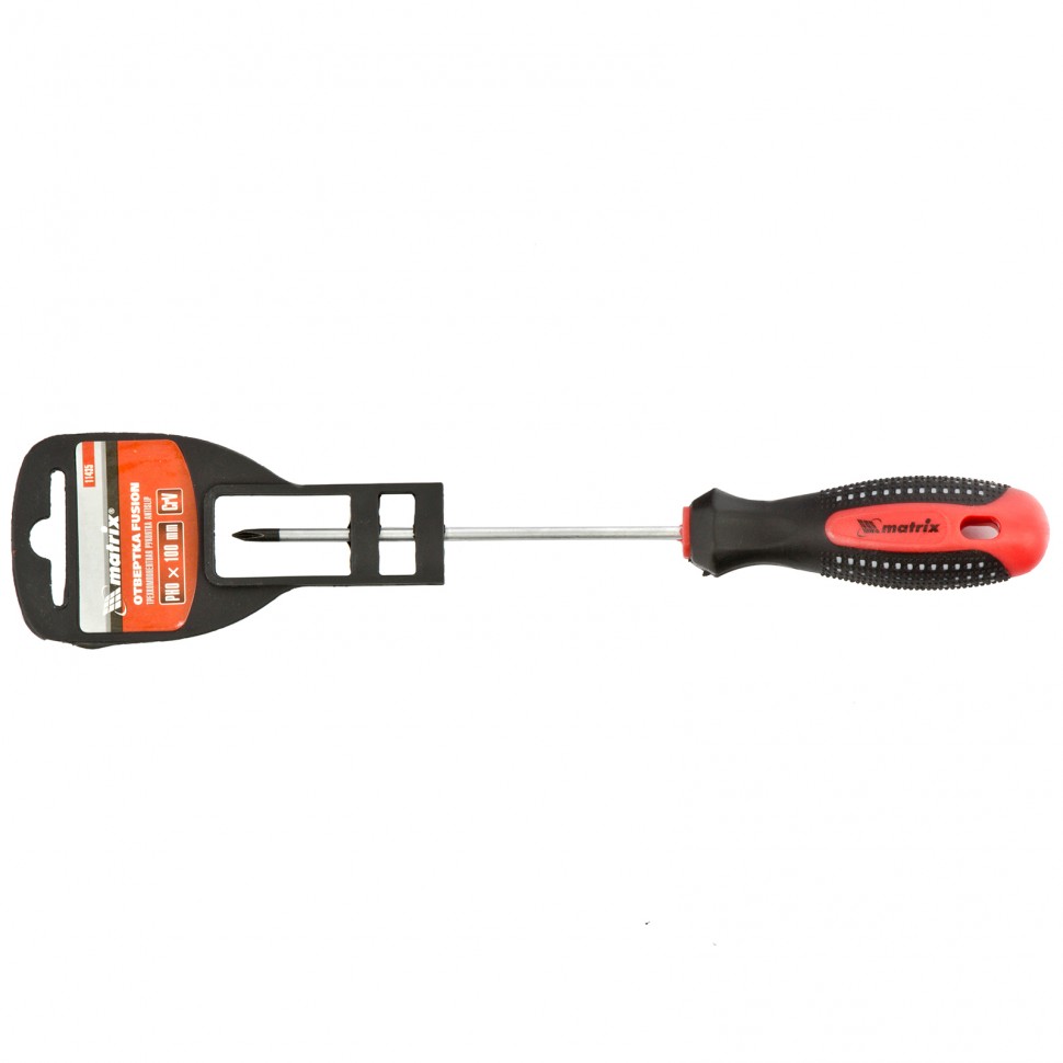 Отвертка Fusion, PH0 х 100 мм, CrV, трехкомпонентная рукоятка "Anti slip" Matrix