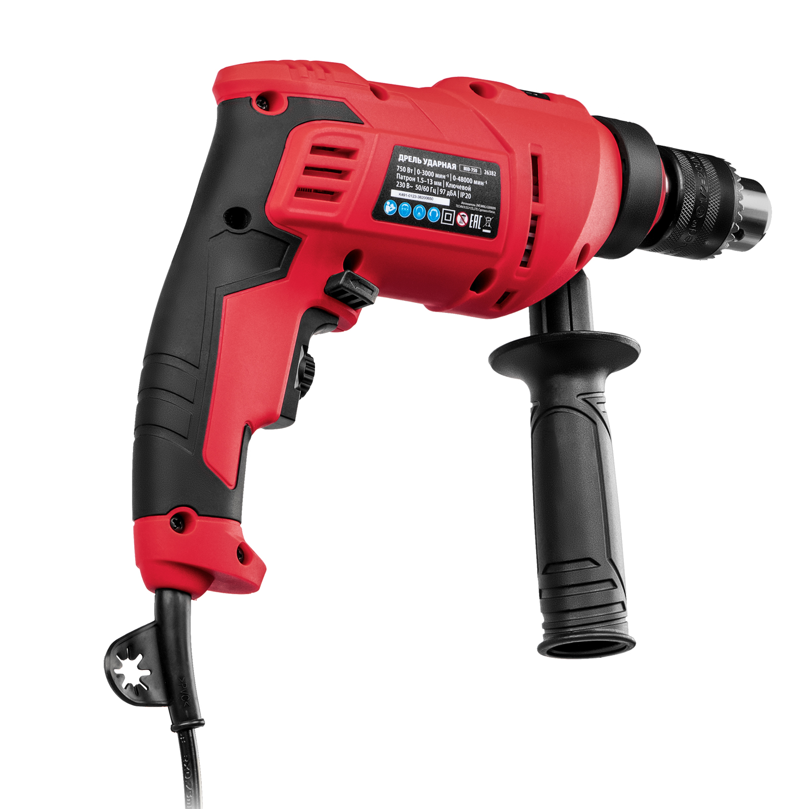 Дрель ударная MID-750, 750 Вт, 0-3000 об/мин, 0-48000 уд/мин MTX
