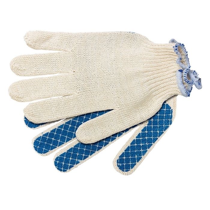 Перчатки х/б, ПВХ покрытие, "Шахматный облив", 10 класс