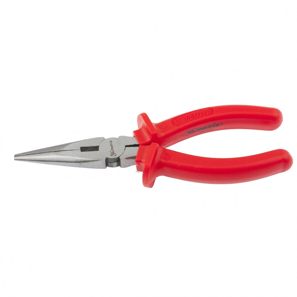 Длинногубцы прямые Econom, 200 мм, шлифованные, пластмассовые рукоятки Matrix